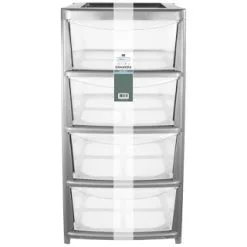 B&M 4 Drawer Silver Storage Unit