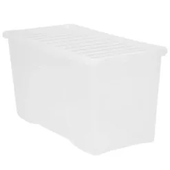 B&M Large Storage Box With Lid 110L - Clear 10 B&M Large Storage Box With Lid 110L - Clear -Furniture Shop 284861 110l storage box with lid clear