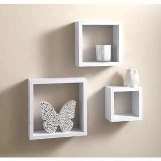 Lokken 3 Cube Shelves - White 3 Lokken 3 Cube Shelves - White