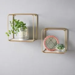 Tromso Set Of 2 Wall Shelves - Gold