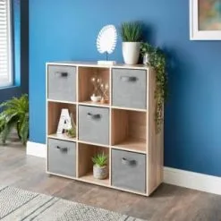 Lokken 9 Cube Shelving Unit & Baskets - Oak