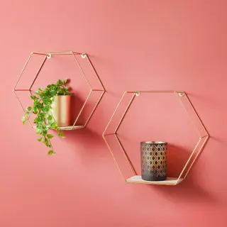 B&M Tromso Hexagon Shelf Set 2pk - Gold 3 B&M Tromso Hexagon Shelf Set 2pk - Gold