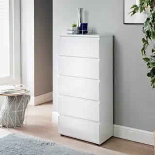 Norsk 5 Drawer Chest - White 3 Norsk 5 Drawer Chest - White