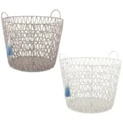 B&M Storage Basket With Tassel - Grey -Furniture Shop 368485 basket with tassel main