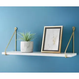 B&M Malvern Shelf With Gold Bracket 80cm - White 3 B&M Malvern Shelf With Gold Bracket 80cm - White