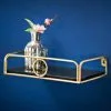 B&M Deco Glamour Shelf With Gold Ring 30cm - Black -Furniture Shop 370156 deco glamour 30cm shelf with gold ring black