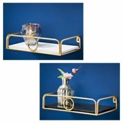 B&M Deco Glamour Shelf With Gold Ring 30cm - Black -Furniture Shop 370156 deco glamour 30cm shelf with gold ring group