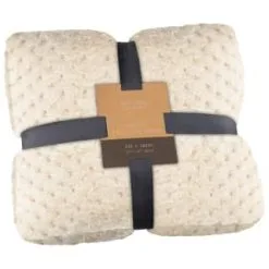 Heritage Collection Waffle Faux Fur Throw - Cream
