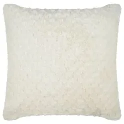 B&M Waffle Faux Fur Cushion 48 X 48cm - Cream
