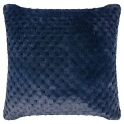 B&M Waffle Faux Fur Cushion - Navy