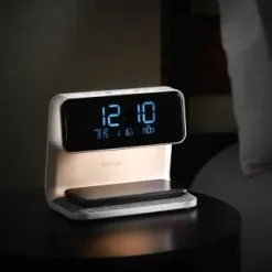 Goodmans Wireless Charging Alarm Clock -Furniture Shop 373397 goodmans alarm clock with wireless charging and nightlight 2