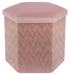 B&M Velvet Look Ottoman - Blush