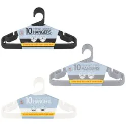 B&M Jumbo Hangers 10pk - Grey 9 B&M Jumbo Hangers 10pk - Grey -Furniture Shop 376555 376556 376557 10pk strong clothes hangers main