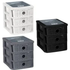 B&M 3 Tier Chevron Storage Organiser - Black -Furniture Shop 377462 3 drawer chevron organiser main