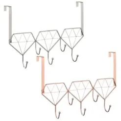 B&M Diamond Geo Overdoor Hooks - Rose Gold -Furniture Shop 377705 diamon geo over door hook main
