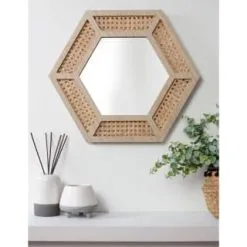 B&M Cane Hex Mirror - Natural