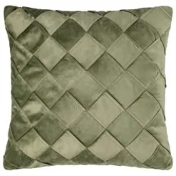 B&M Basket Weave Velvet Cushion - Sage