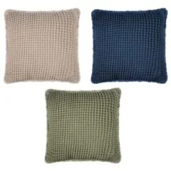 B&M Cotton Waffle Cushion - Green 7 B&M Cotton Waffle Cushion - Green -Furniture Shop 380445 380640 380486 cotton waffle cushion main