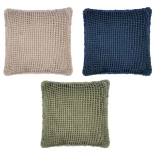 B&M Cotton Waffle Cushion - Green 5 B&M Cotton Waffle Cushion - Green - Image 3