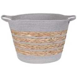 Wicker & Weave Striped Basket - Grey