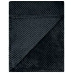 B&M Waffle Fleece Throw - Black 8 B&M Waffle Fleece Throw - Black -Furniture Shop 383147 supersoft waffle fleece throw black 3