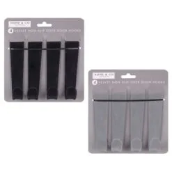B&M Velvet Overdoor Hooks 4pk - Black 9 B&M Velvet Overdoor Hooks 4pk - Black -Furniture Shop 383665 4 velvet non slip over door hooks main