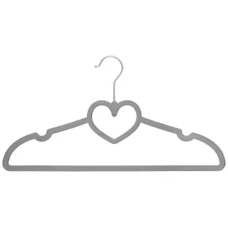 B&M Velvet Heart Shaped Hangers 8pk - Grey 4 B&M Velvet Heart Shaped Hangers 8pk - Grey - Image 2
