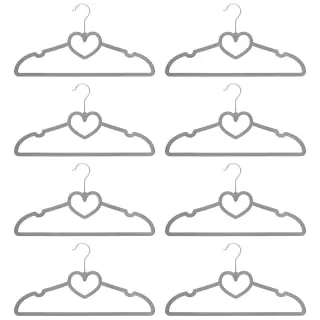 B&M Velvet Heart Shaped Hangers 8pk - Grey 5 B&M Velvet Heart Shaped Hangers 8pk - Grey - Image 3