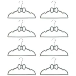 B&M Children's Non-Slip Hangers 8pk - Grey -Furniture Shop 383693 8pk childrens hangers grey bow