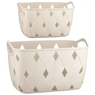 Home Essentials Diamond Embossed Cream Storage Basket - Medium 4 Home Essentials Diamond Embossed Cream Storage Basket - Medium - Image 2