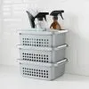Home Essentials Set Of 3 Storage Stacking Baskets - Grey -Furniture Shop 384961 set of 3 stacking baskets grey