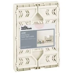Home Essentials Midi Stacking Fold Flat Crate 30.6 X 20.5 X 12.6cm - Cream -Furniture Shop 384974 home essentials midi stacking fold flat crate cream