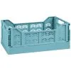 Home Essentials Midi Stacking Fold Flat Crate 30.6 X 20.5 X 12.6cm - Teal -Furniture Shop 384975 home essentials midi stacking fold flat crate soft teal 2