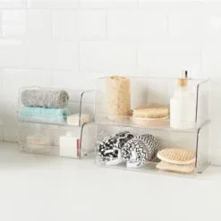 Home Essentials Clear Stacking Caddy - Large -Furniture Shop 384976 384977 384978 384984 clear organiser tray 2