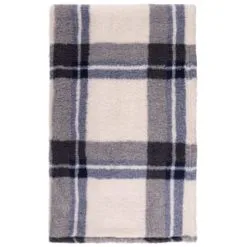 Simply Everyday Check Sherpa Throw - Navy 9 Simply Everyday Check Sherpa Throw - Navy -Furniture Shop 388694 navy check sherpa throw 2