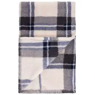 Simply Everyday Check Sherpa Throw - Navy 4 Simply Everyday Check Sherpa Throw - Navy - Image 2