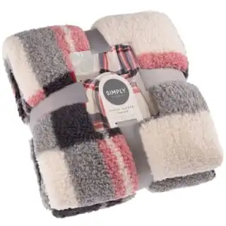 Simply Everyday Check Sherpa Throw - Red 3 Simply Everyday Check Sherpa Throw - Red