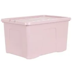 B&M Storage Box With Lid 60L - Dusty Pink