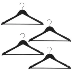 B&M Matt Black Wooden Hangers 4pk -Furniture Shop 392148 4pk matte black wooden hangers 2