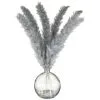 B&M Grey Pampas In Glass Vase -Furniture Shop 392627 grey pampas in glass vase
