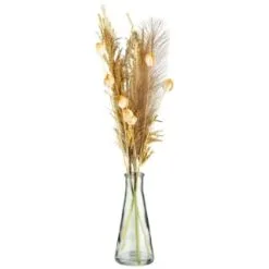 B&M Pampas & Leaf In Glass Vase