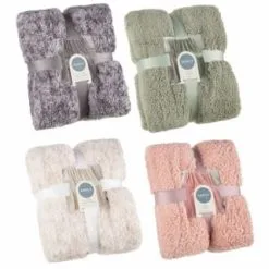 B&M Simply Two Tone Teddy Throw - Grey -Furniture Shop 394924 394926 394927 394928 simply plain teddy throw group 2