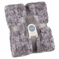 B&M Simply Two Tone Teddy Throw - Grey