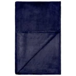 Home & Co Navy Coral Fleece Throw -Furniture Shop 394951 navy coral fleece