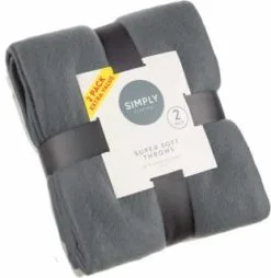Simply Everyday Simply Light Grey & Dark Grey Polar Fleece Throw 2pk