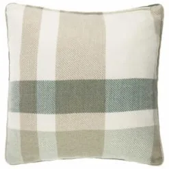 Home & Co Country Check Cushion With Pipe - Sage Green