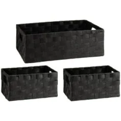 B&M Caen Set Of 3 Paper Rope Baskets - Black
